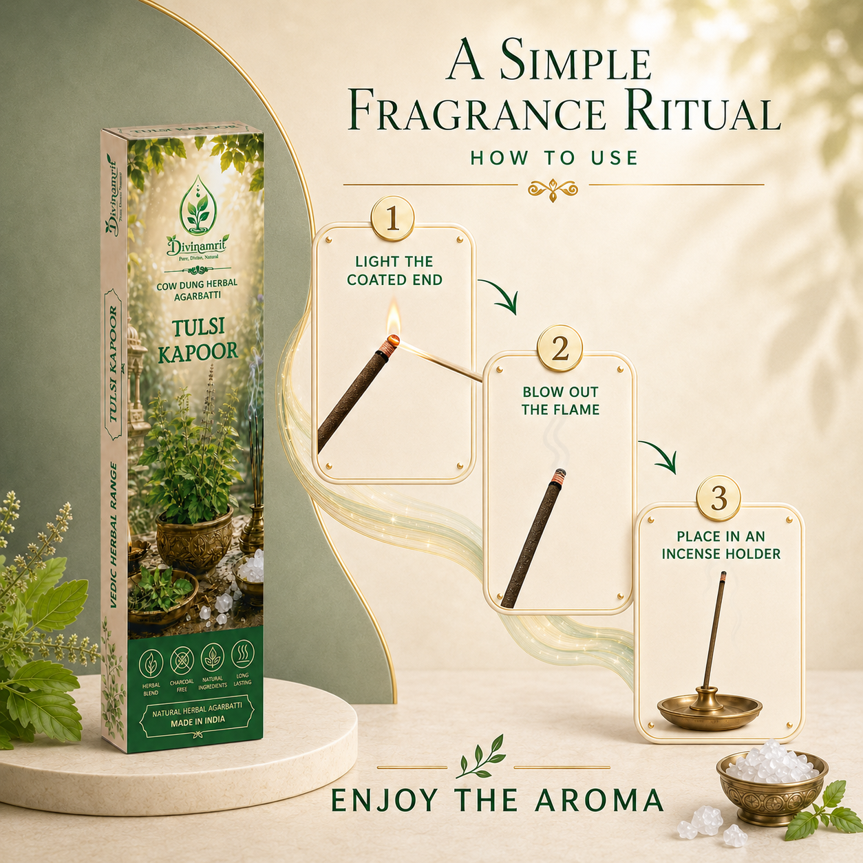 Tulsi Kapoor - Cow Dung Herbal Agarbatti