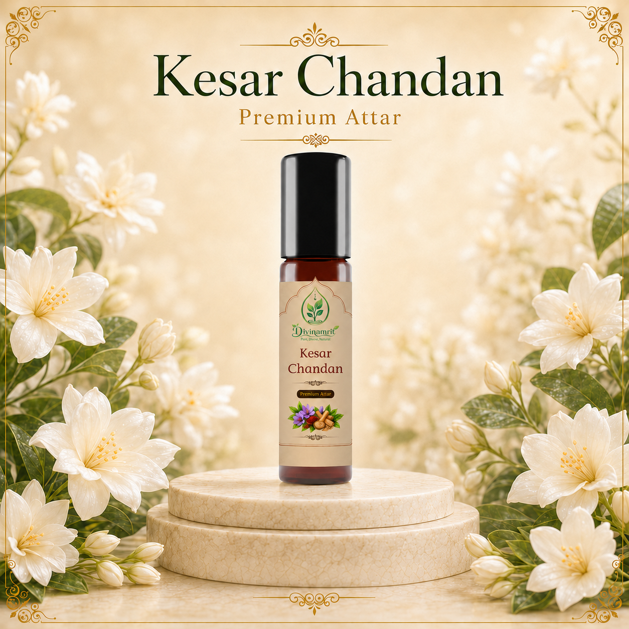 Kesar Chandan Attar – Warm Saffron & Sandalwood Fragrance