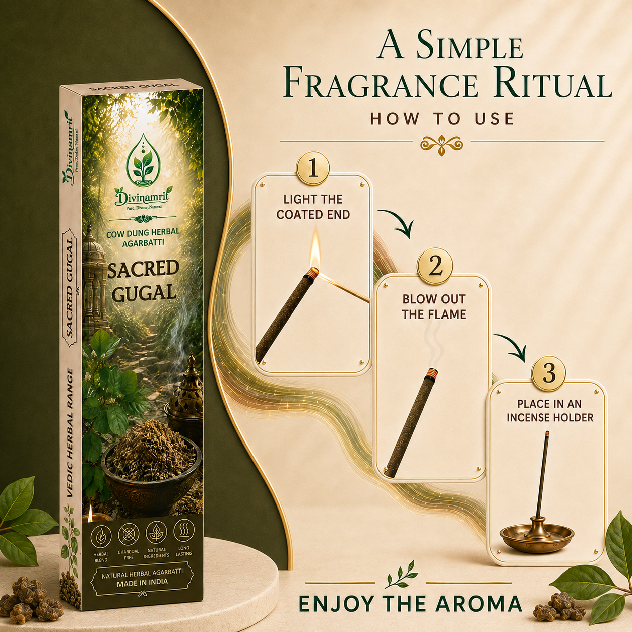 Sacred Gugal - Cow Dung Herbal Agarbatti