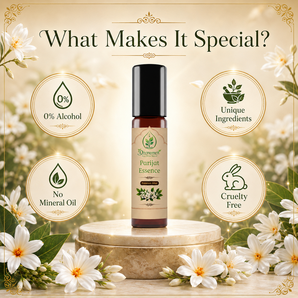 Parijat Essence Attar – Delicate Floral Fragrance