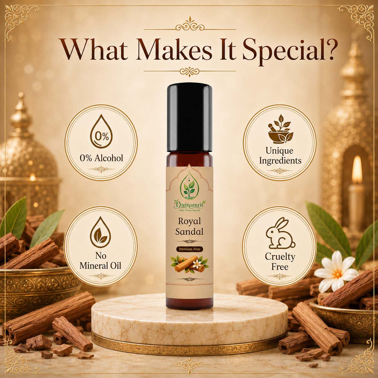Royal Sandal Attar – Rich Sandalwood Fragrance