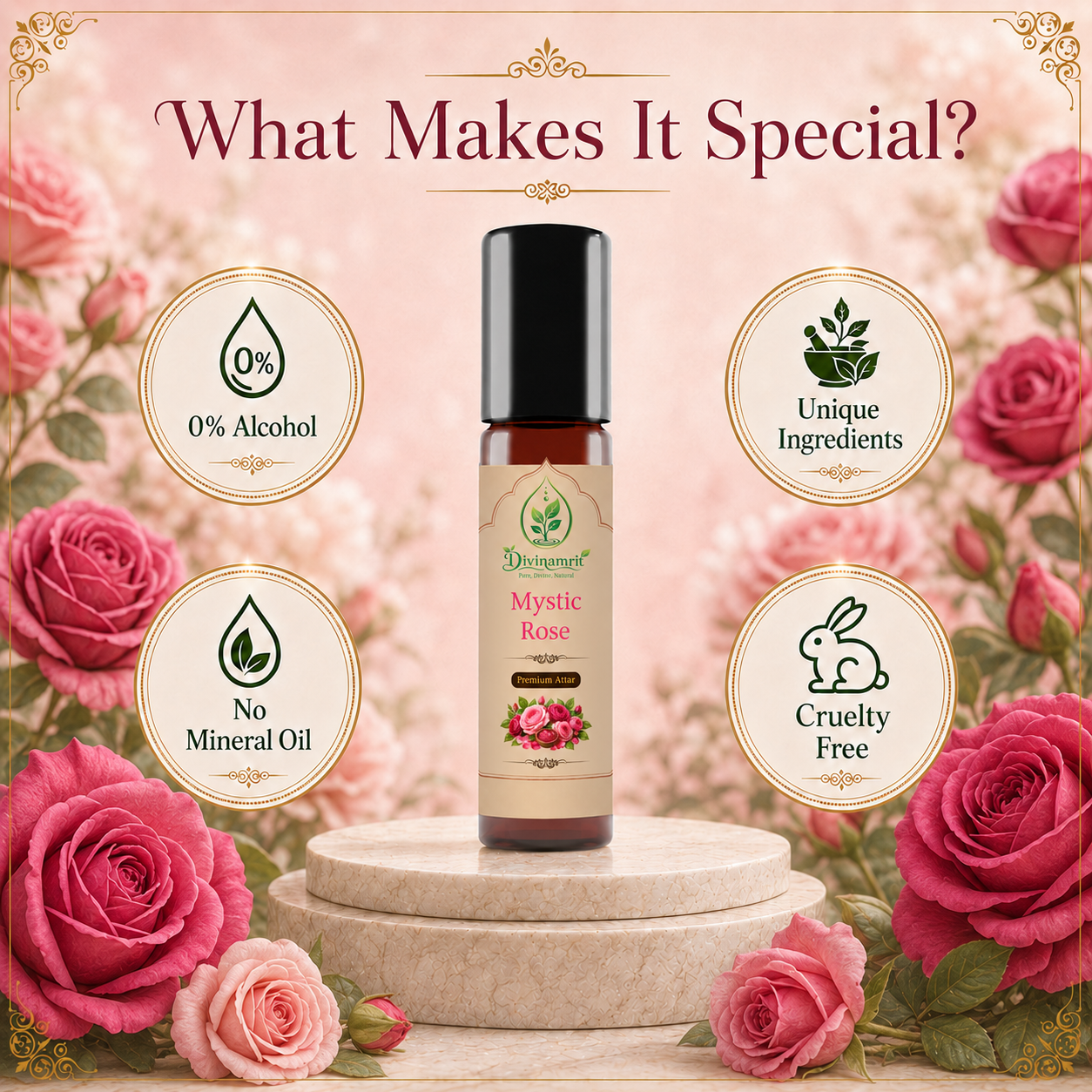 Mystic Rose Attar – Rich & Long-Lasting Floral Fragrance