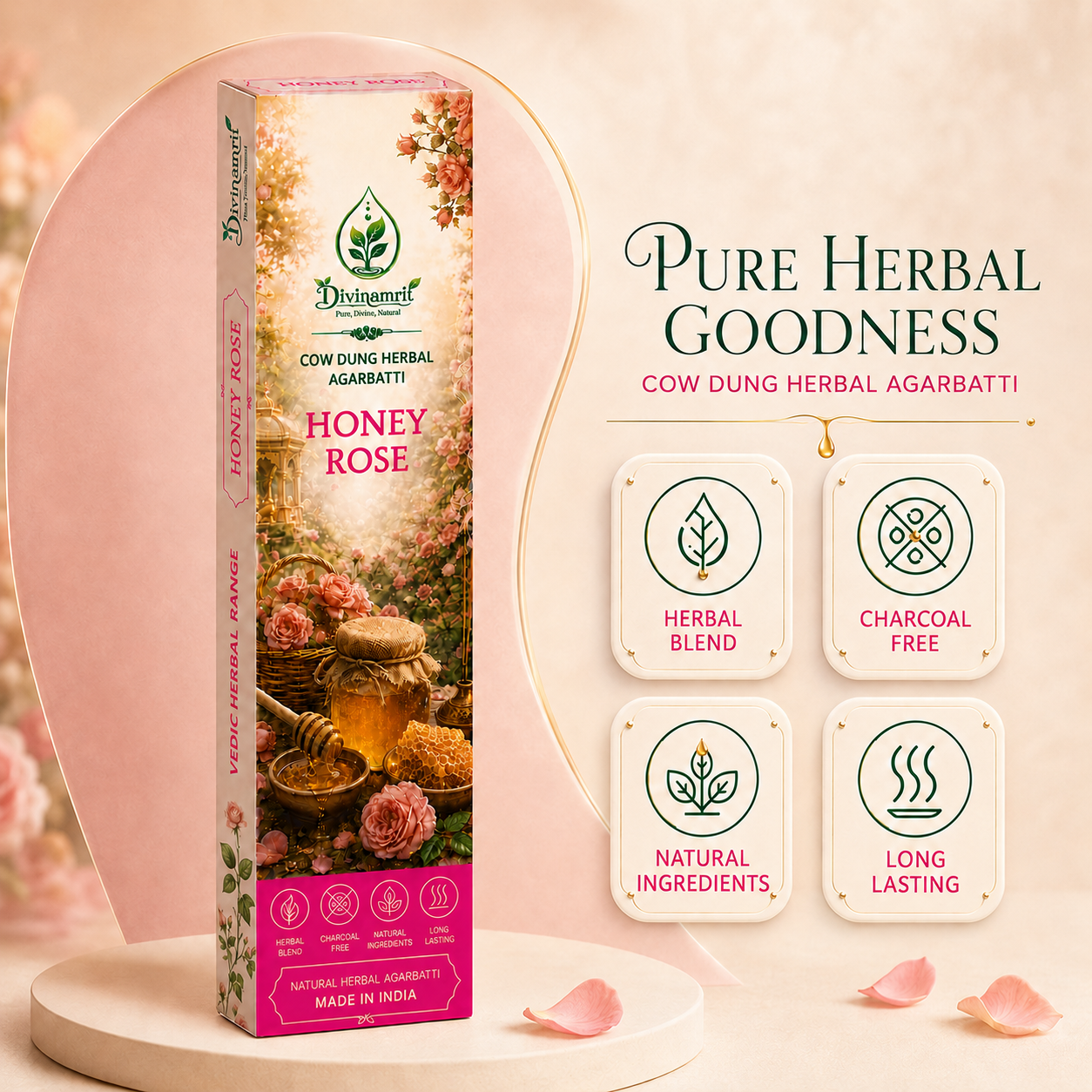 Honey Rose - Cow Dung Herbal Agarbatti